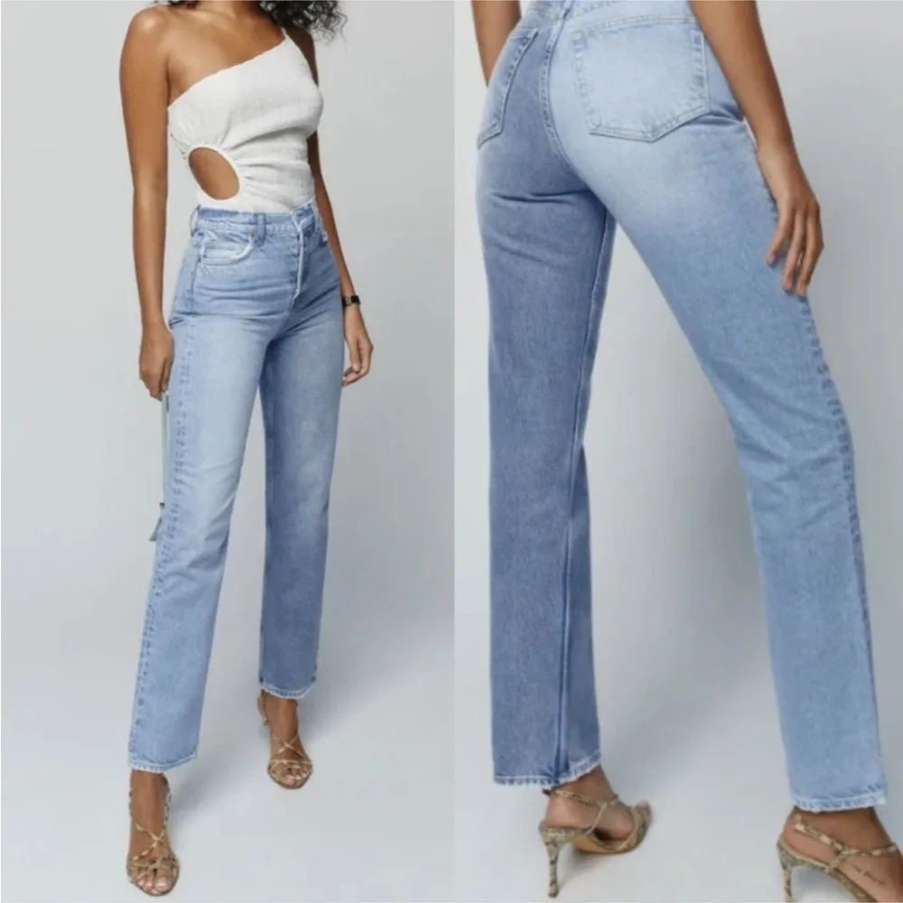 Reformation Cynthia Twotone High Rise Straight Jeans Size 25 Two Tone - Picture 1 of 9